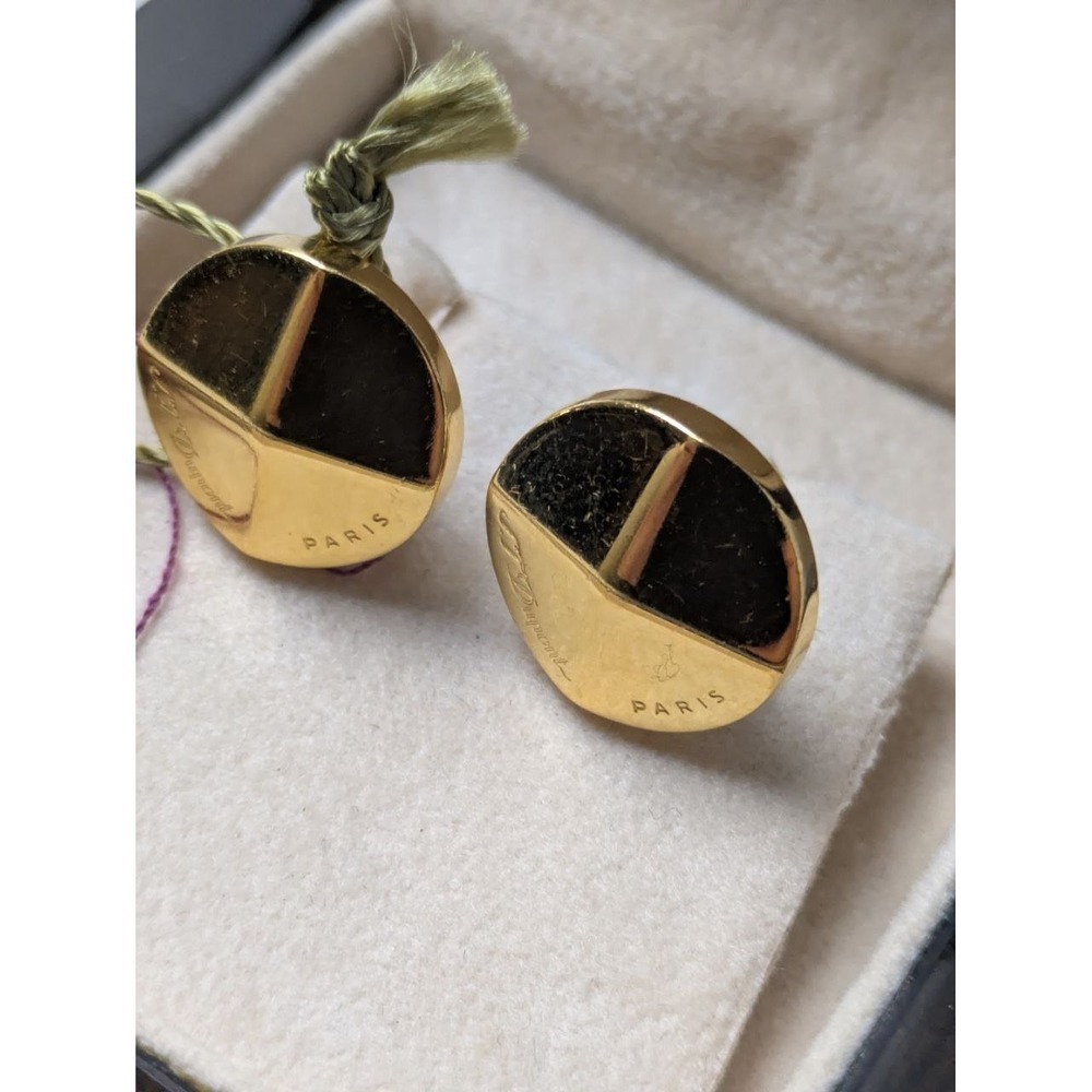 S T Dupont Paris‎ Gold Tone Cufflinks Round Cross Shape Mens Luxury Formal - Picture 2 of 5